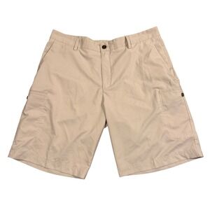 Adidas Golf Cargo Shorts Mens 36 Tan Khaki Flat Front Performance Lightweight